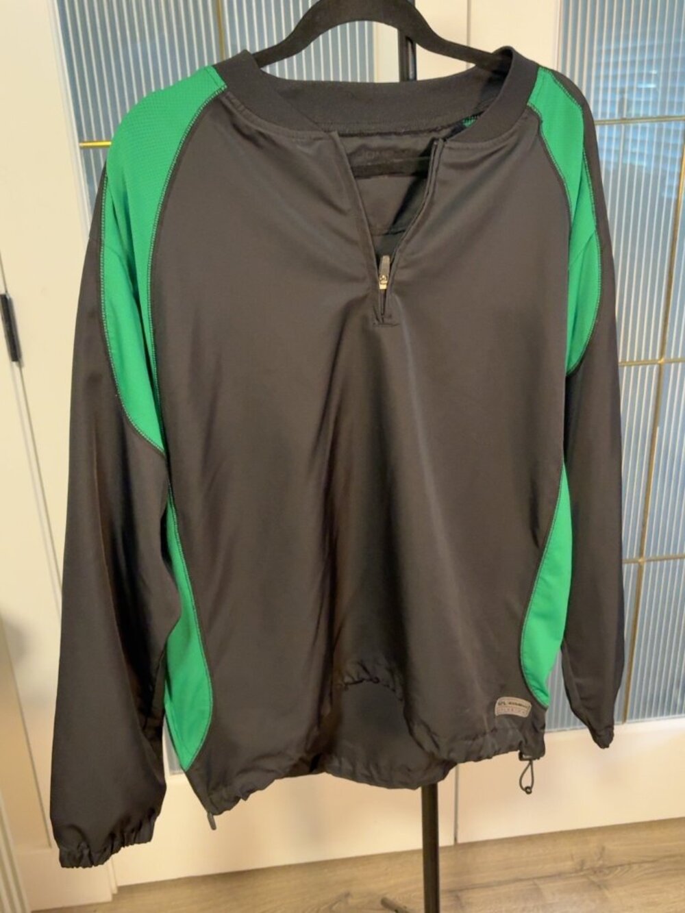 BoomBah Explosion Men’s Black Green 1/4 Zip Baseball Pullover Windbreaker Size M